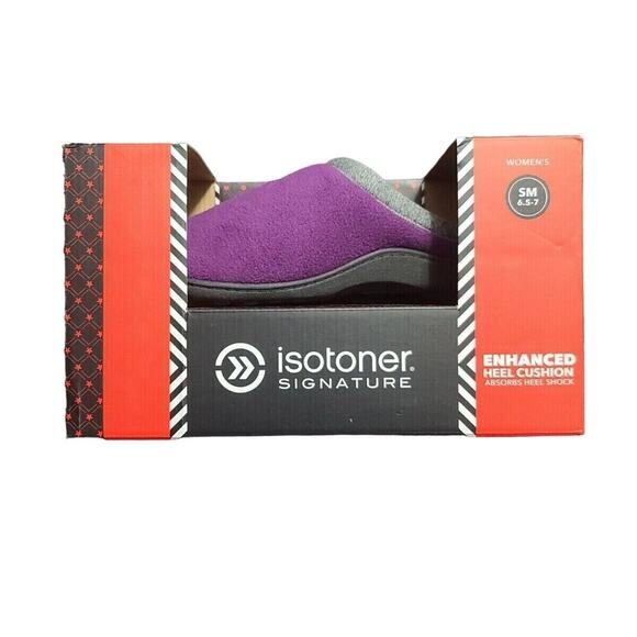 Isotoner Signature Enhanced Heel Cushion Womens Slippers Purple NIB - Picture 1 of 10